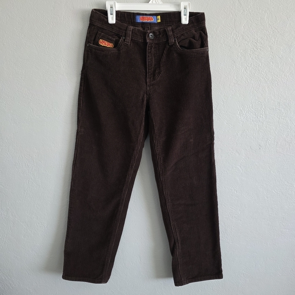 Empyre Mens Junior Corduroy Skate Pants Brown Relax Loose Fit Baggy Size 26